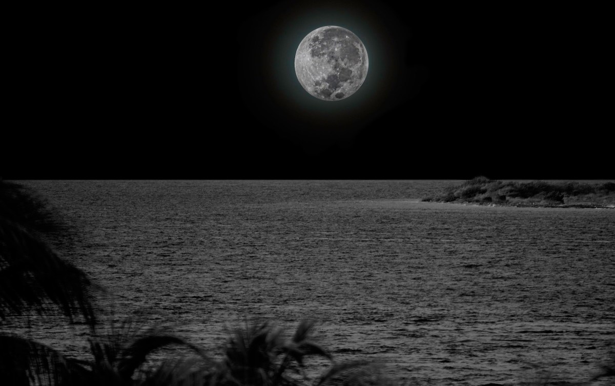 moon over coral atoll